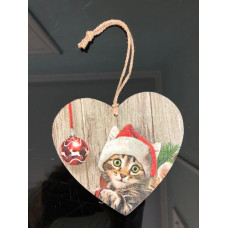 Exclusive CHAT Handmade Heart Hanging Christmas Decoration - Cat Hat Bauble 