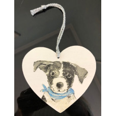 Exclusive CHAT Handmade Heart Hanging Christmas Decoration - Dog in Scarf