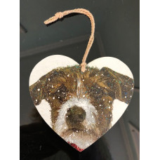 Exclusive CHAT Handmade Heart Hanging Christmas Decoration - Snow Dog
