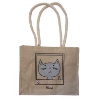 SALE!! LIMITED STOCK AVAILABLE - CHAT 'Meow!' Jute Shopper Bag 